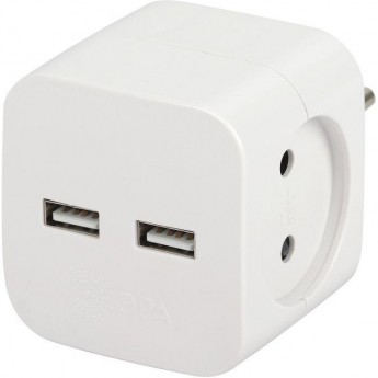 Разветвитель электрический ЭРА SP-2-USB-W на 2 розетки 220В+ 2xUSB 2400мА без заземл 10А бел. Б0049531 Разветвитель электрический ЭРА SP-2-USB-W на 2 розетки 220В+ 2xUSB 2400мА без заземл 10А бел. Б0049531